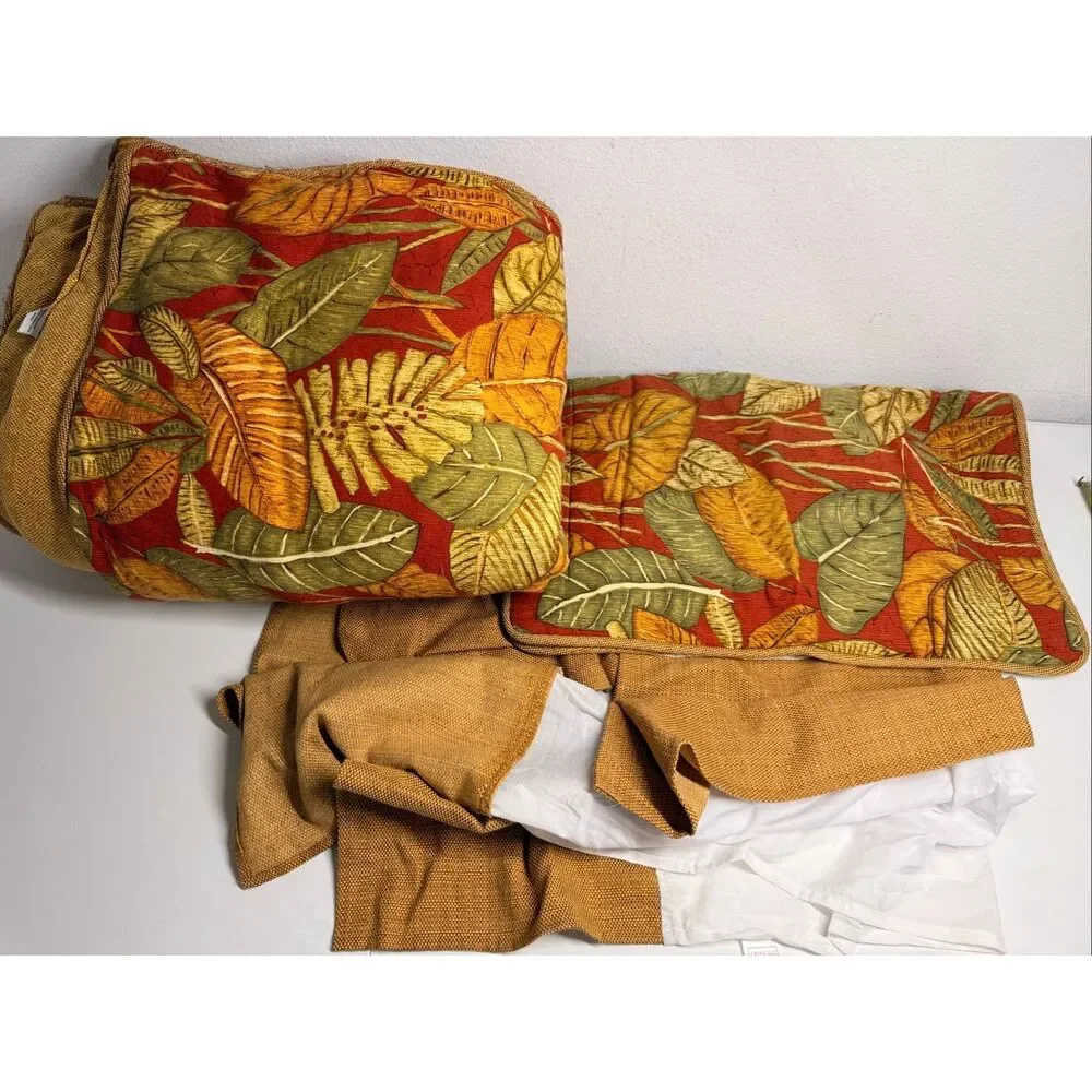 CROSCILL Las Palmas Tropical Leaves Twin Set Comforter Pillow Sham Bedskirt Note